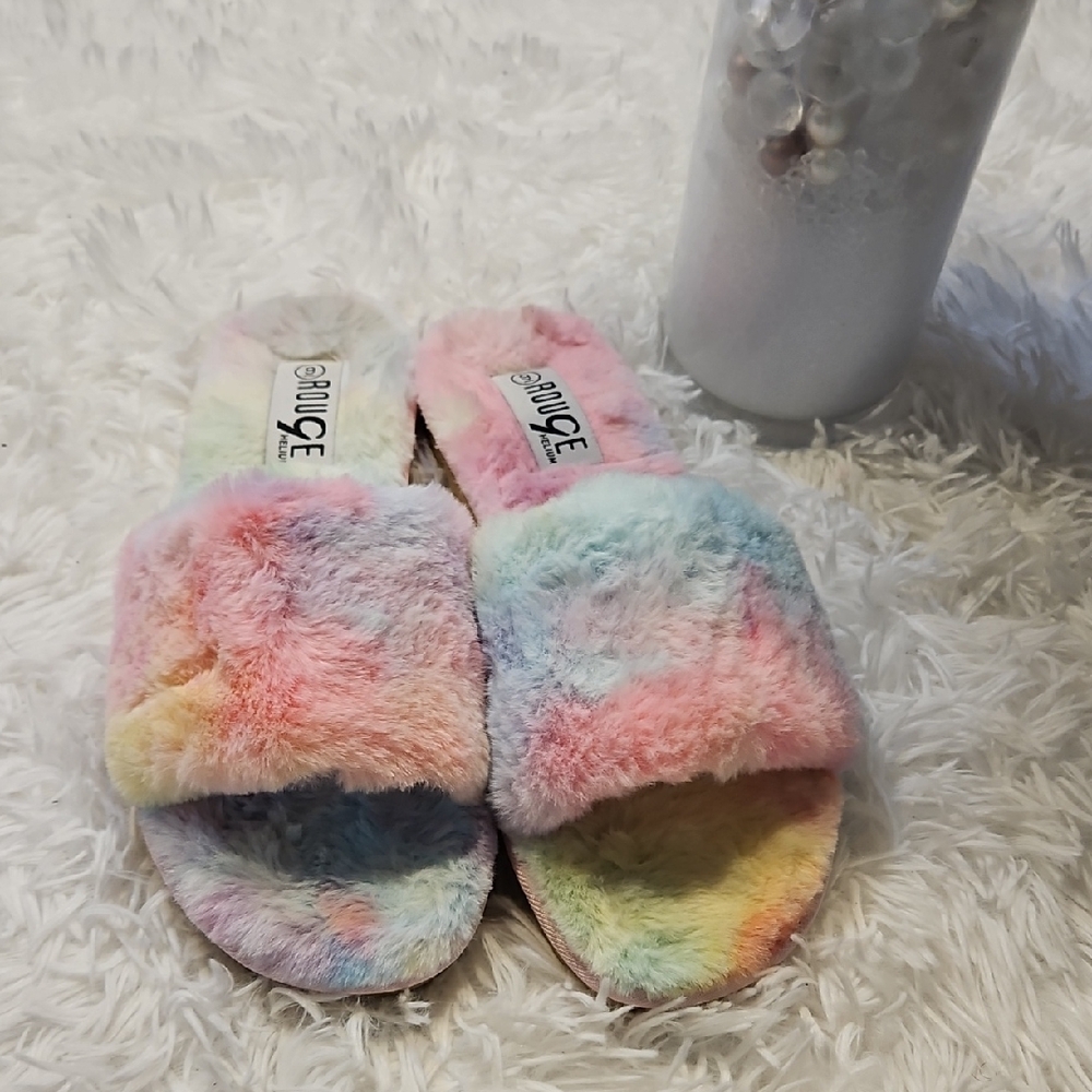 Colorful Faux Fur Slippers